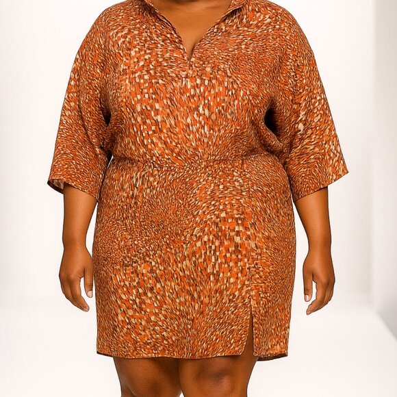 Plus size Casual Dress made from Multi-print fabric. - Picture 3 of 9